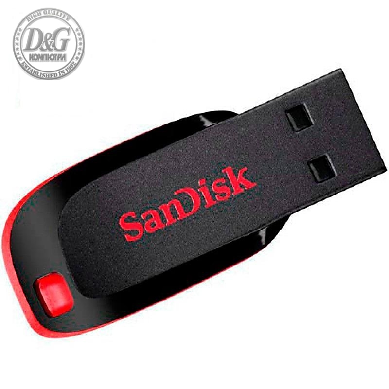 USB памет SanDisk Cruzer Blade, 32GB, USB 2.0, Черен-Червен