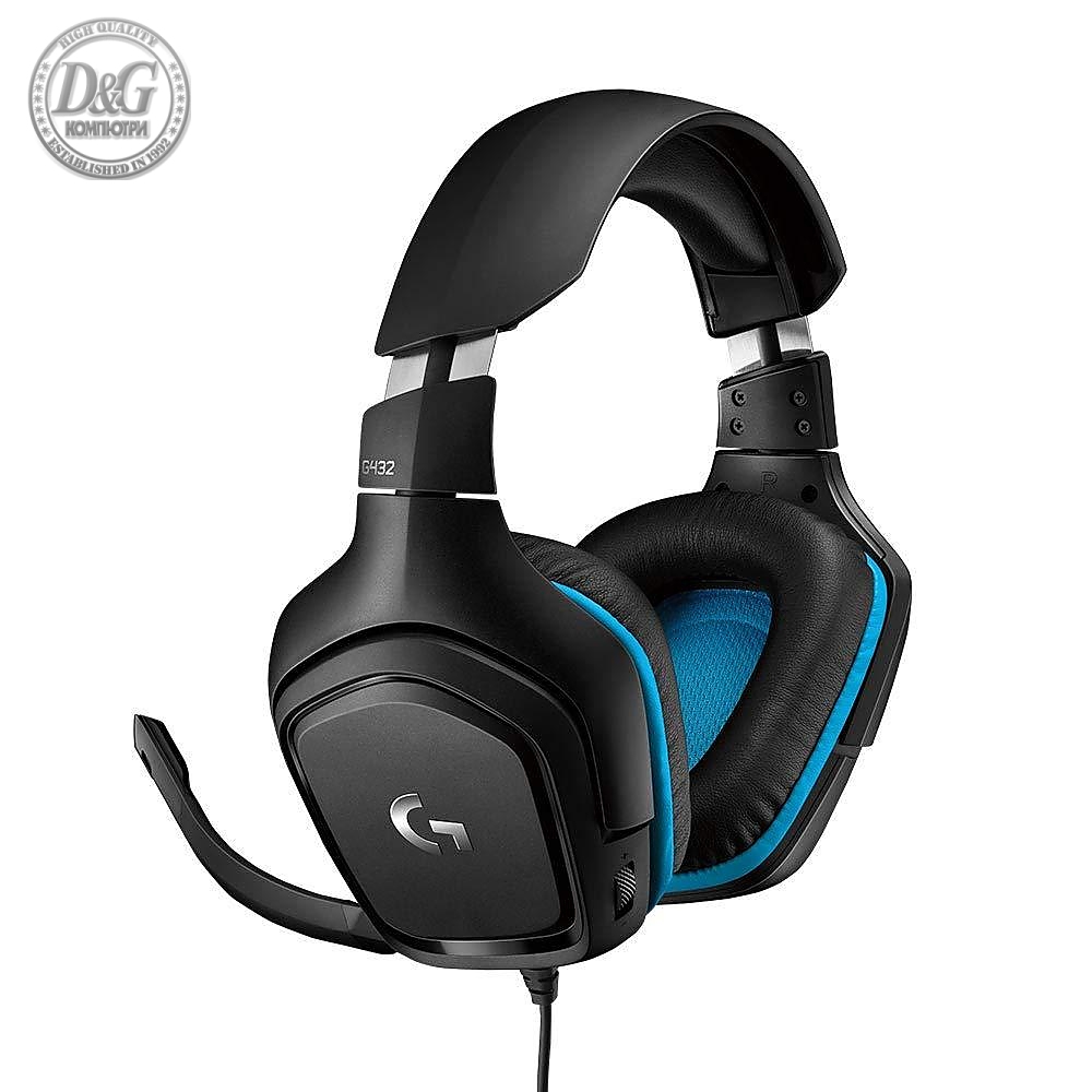 Геймърски слушалки Logitech G432, Микрофон, Черни