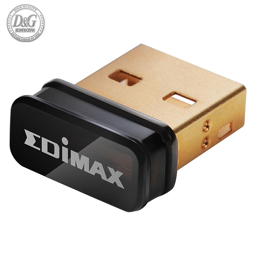 Безжичен нано адаптер EDIMAX EW-7811UN, USB, Realtek, 2.4Ghz, 802.11n/g/b