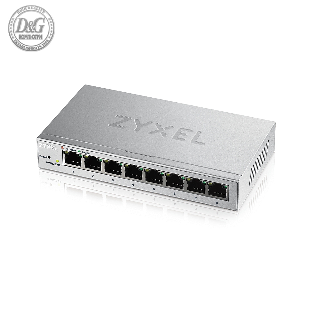 Суич ZyXEL GS-1200-8, 8 портов, Gigabit, webmanaged