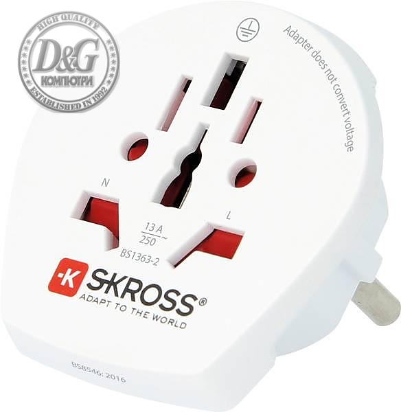 Адаптер SKROSS 1500211E World to Europe, 220V