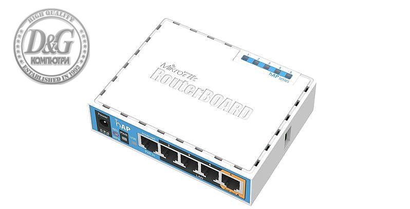 Безжичен Access point MiKrotik HAP RB951UI-2ND, 5 x 10/100 Mbps, PoE, Бял