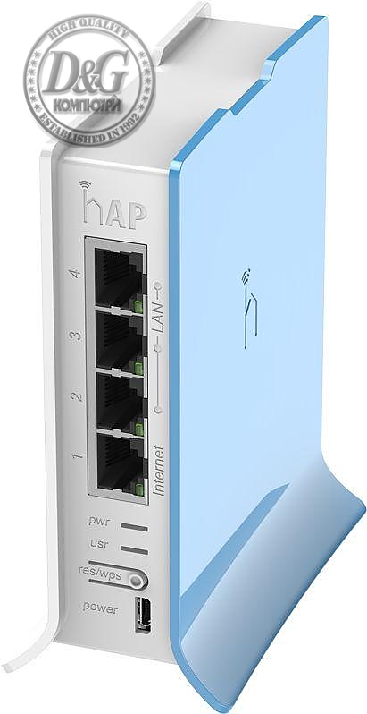 Безжичен Access Point MikroTik hAP lite RB941-2nD-TC, 32MB RAM, 4xLAN, built-in 2.4Ghz 802.11b/g/n, tower case