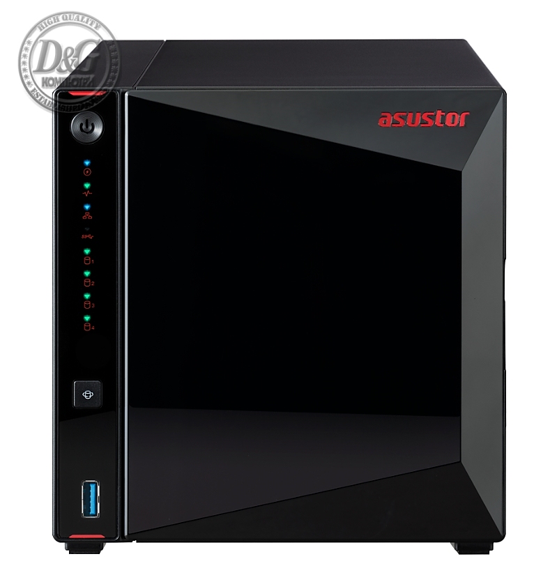 Asustor AS5304T, 4-Bay NAS, Intel Celeron J4105 Quad-Core 1.5 GHz (burst up 2.5 GHz), 4 GB SO-DIMM DDR4, 4x 2.5"/3.5" SATA3 HDD or SSD, 2x 2.5 GbE, 3x USB 3.2 Gen 1 Type A, WOW (Wake on WAN), WOL, System Sleep Mode, AES-NI hardware encryption