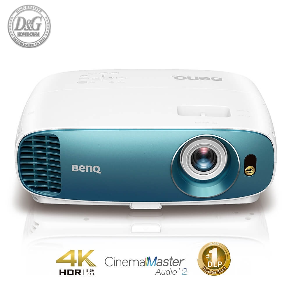 BenQ TK800M, Projector for Sports Fans, 4K HDR, DLP, 4K UHD (3840x2160), 10 000:1, 3000 ANSI Lumens, Zoom 1.1x, 96% Rec.709 Coverage, VGA, HDMI x2, USB Type A (1.5A), Audio In/Out, HDR10, Football & Sport Modes, Auto Keystone, 4.2kg, White