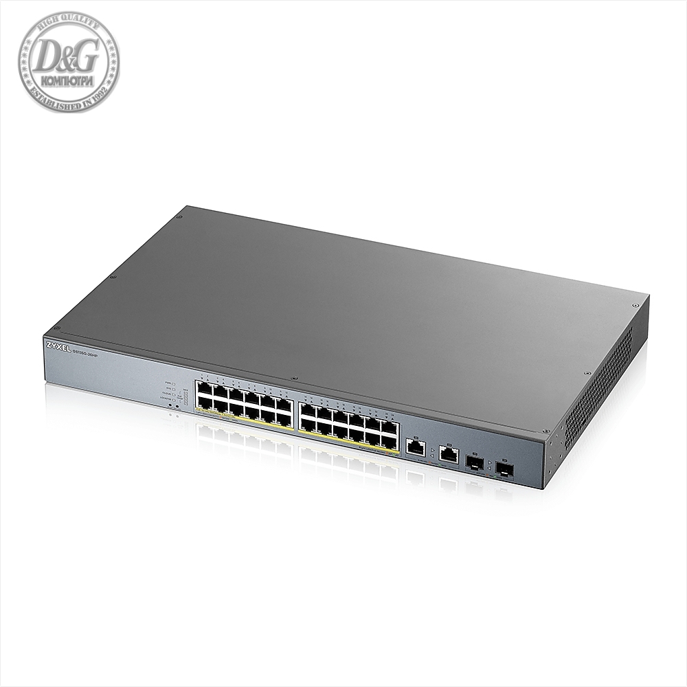 ZyXEL GS1350-26HP, 26 Port managed CCTV PoE switch, long range, 375W