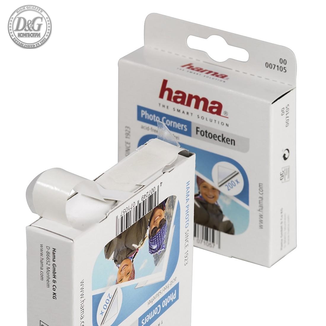 Самозалепващи ъгълчета за снимки HAMA 07108, 2 x 500 броя, 2 пакета