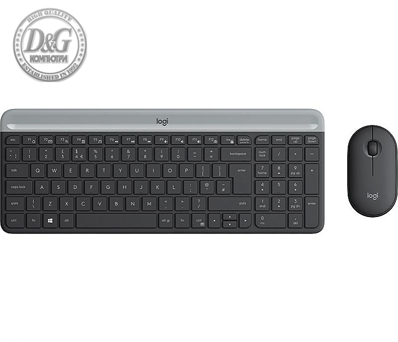 Kомплект безжични клавиатура с мишка Logitech MK470, Черна