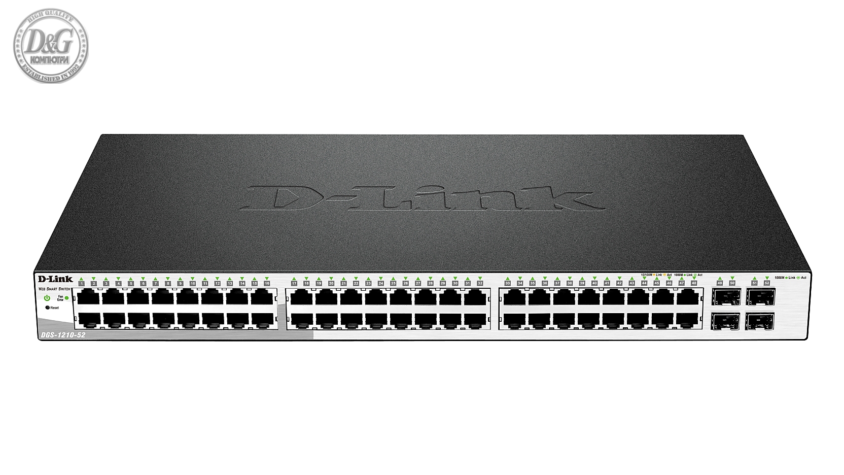 Суич D-Link DGS-1210-52, 48 портов 10/100/1000 Base-T port with 4 x 1000Base-T /SFP ports, управляем, за монтаж в шкаф