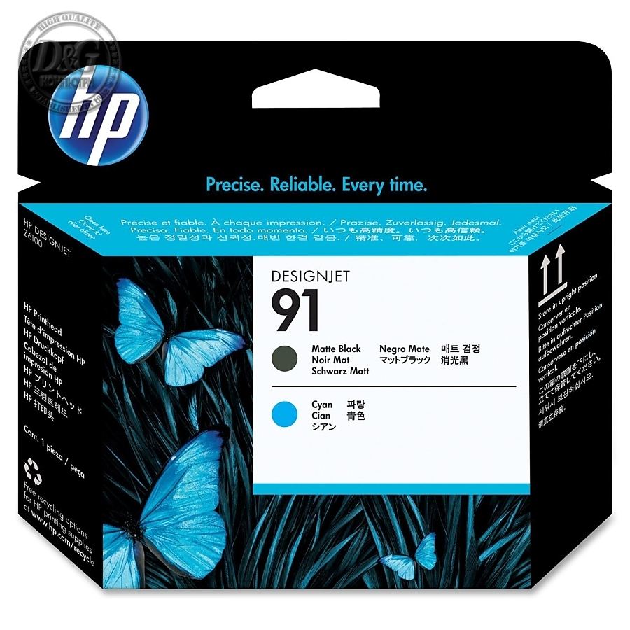 HP 91 Matte Black and Cyan Printhead