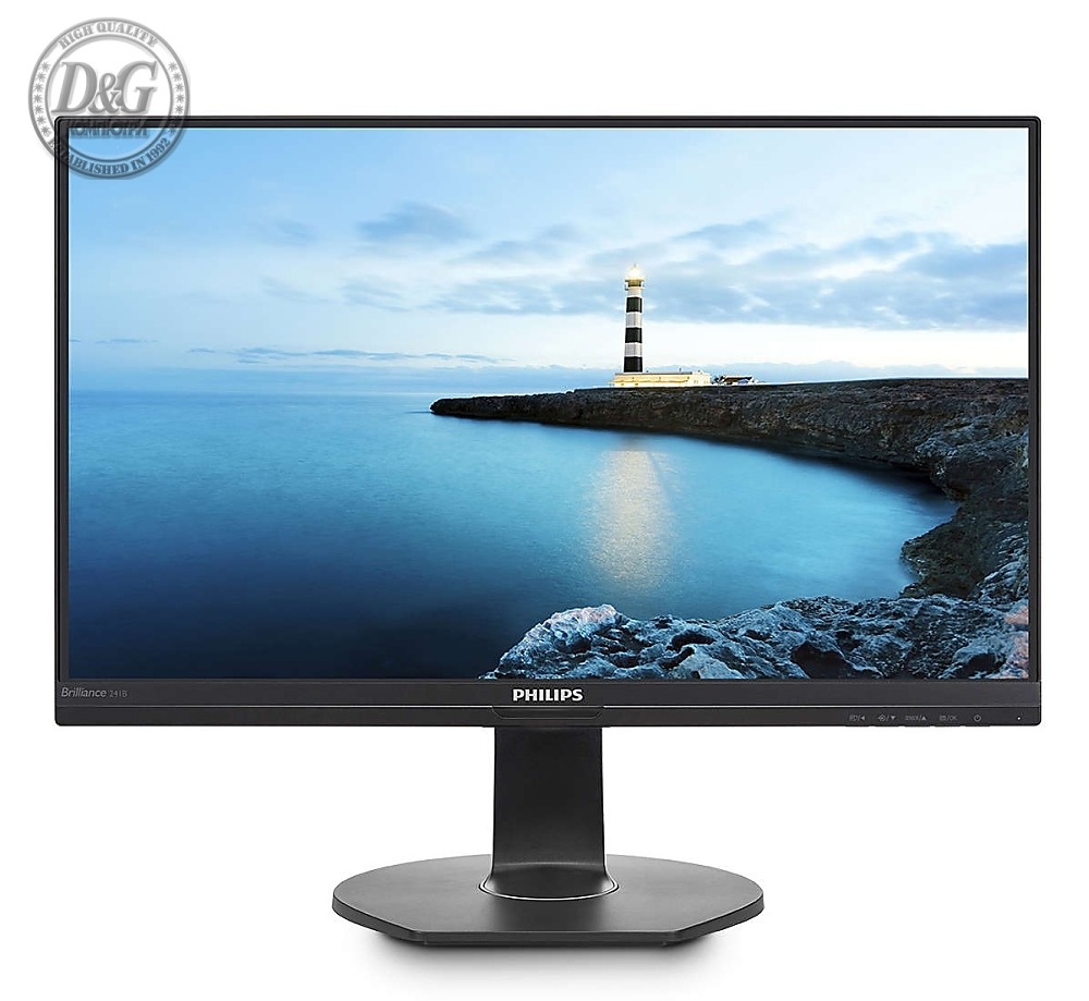 Philips 241B7QUPBEB, 23.8" Wide IPS, LED, 5ms, 1000:1, 20M:1 DCR, 1920x1080@60Hz, Tilt, Swivel, Heigh Adjust, Pivot, D-Sub, HDMI, DP, USB Type-C, RJ45, Headphone Out, Speakers, Black