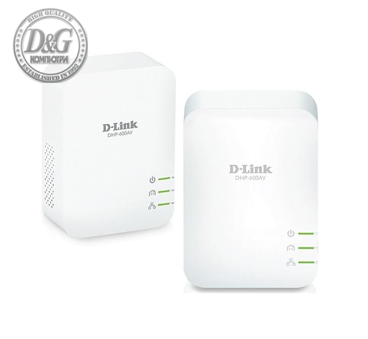 Адаптер D-Link PowerLine AV2 1000 HD Gigabit Starter Kit, 1000 Mbps, 2 бр. в пакет, DHP-601AV/E