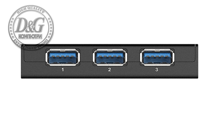 USB хъб D-Link DUB-1340/E със захранване, USB 3.0, Черен