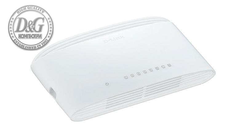 Суич D-Link DGS-1008D/E, 8 портов, 10/100/1000, Gigabit, Desktop