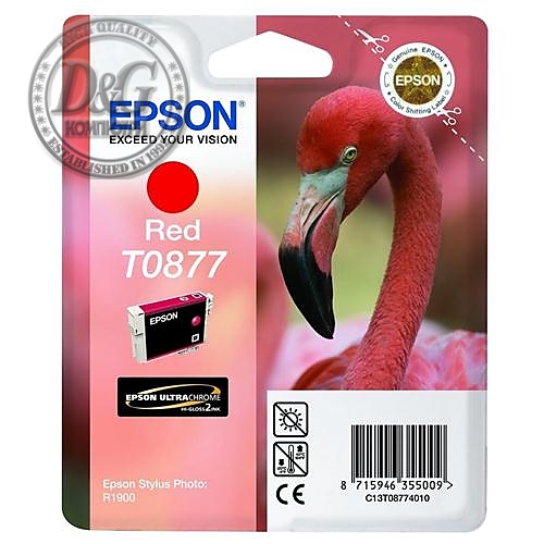 Epson T0877 Red Ink Cartridge - Retail Pack (untagged) for Stylus Photo R1900