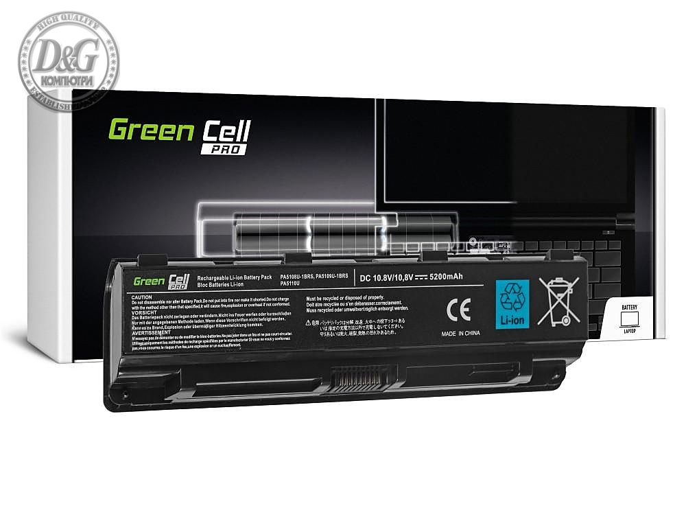 Батерия  за лаптоп Toshiba Satellite C50 C50D C55 C55D C70 C75 L70 P70 P75 S70 S75 PA5109 10.8V 5200 mAh GREEN CELL