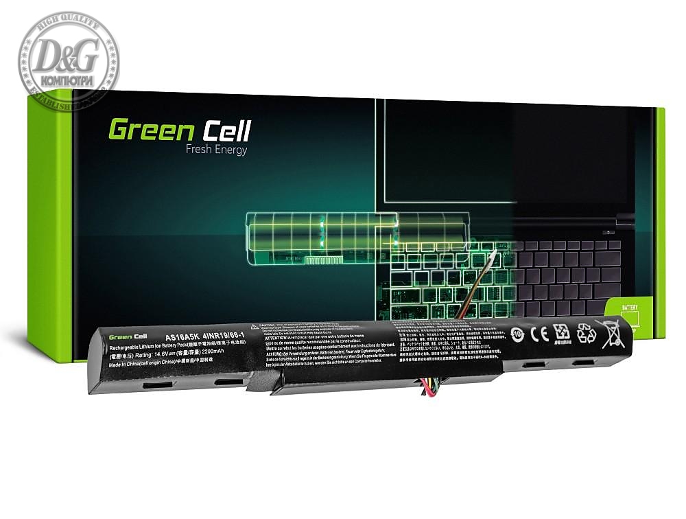 Батерия  за лаптоп Acer Aspire E 15 E15 E5-575 E5-575G E 17 E17 E5-774 E5-774G AS16A5K 14.8V 2200mAh GREEN CELL