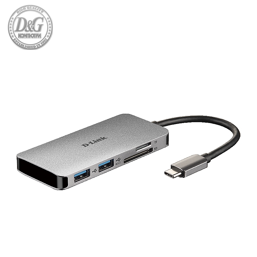 D-Link 6-in-1 USB-C Hub with HDMI/Card Reader/Power Delivery