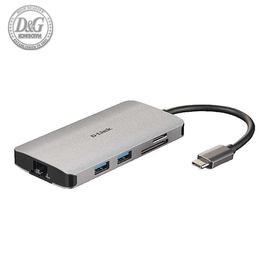 D-Link 8-in-1 USB-C Hub with HDMI/Ethernet/Card Reader/Power Delivery