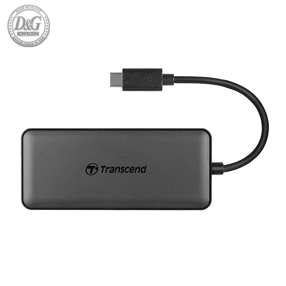 Transcend 3-Port Hub, 1-Port PD, SD/MicroSD Reader, USB 3.1 Gen 2, Type C