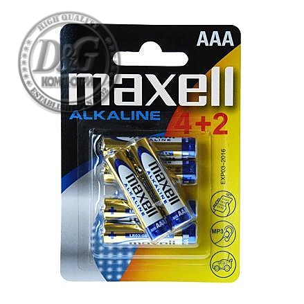 Алкална батерия MAXELL LR03 AAA 1,5V /4+2 бр. в опаковка