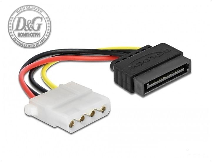 Кабел DeLock Power Cable SATA 15 pin мъжко към 4 pin женско, 12 cm