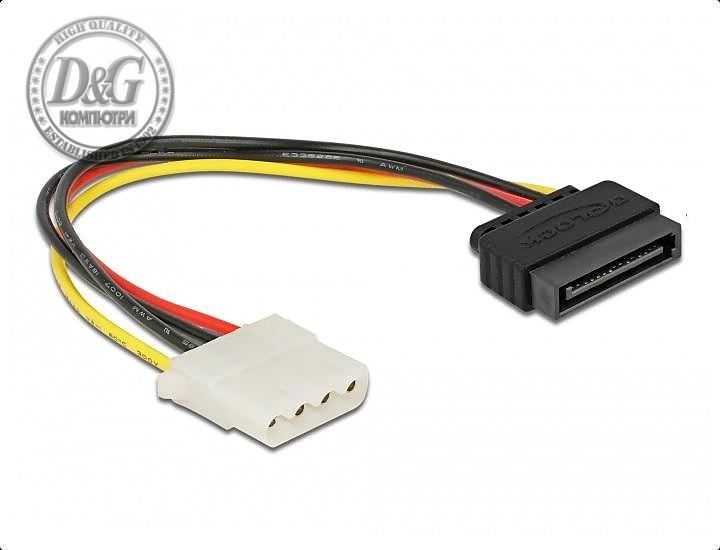 Кабел DeLock Power Cable SATA 15 pin женско към 4 pin женско, 20 cm