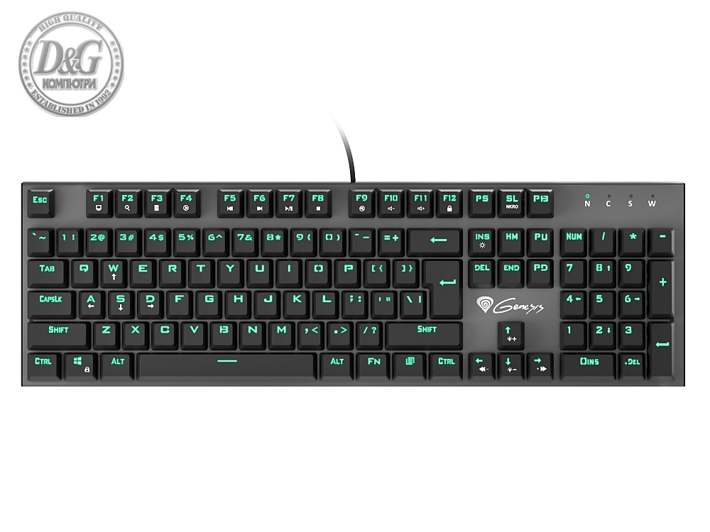 Genesis Mechanical Gaming Keyboard Thor 300 Green Backlight Outemu Blue Switch Us Layout