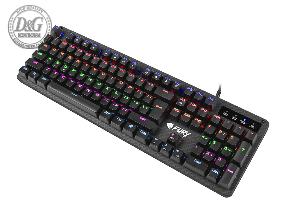 Fury Mechanical gaming keyboard, Tornado, rainbow backlight, jixian blue switch, US layout