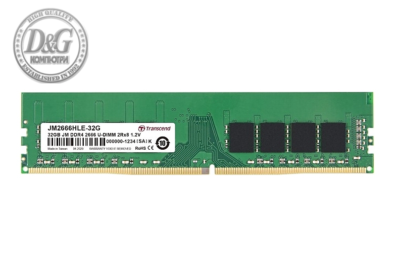 Transcend 32GB JM DDR4 2666Mhz U-DIMM 2Rx8 2Gx8 CL19 1.2V