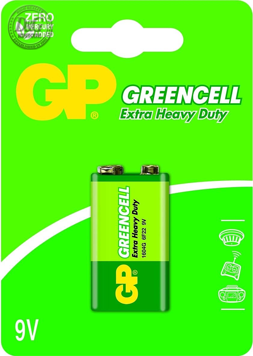 Цинк карбонова батерия GP 6F22 /9V/ Greencell 1604GLF-U1 1 бр. блистер