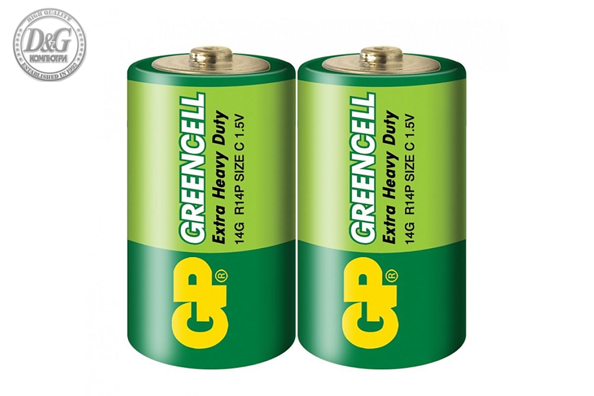 Цинк карбонова батерия GP R14 14G-S2 Greencell /2 бр. в опаковка/ Shrink 1.5V