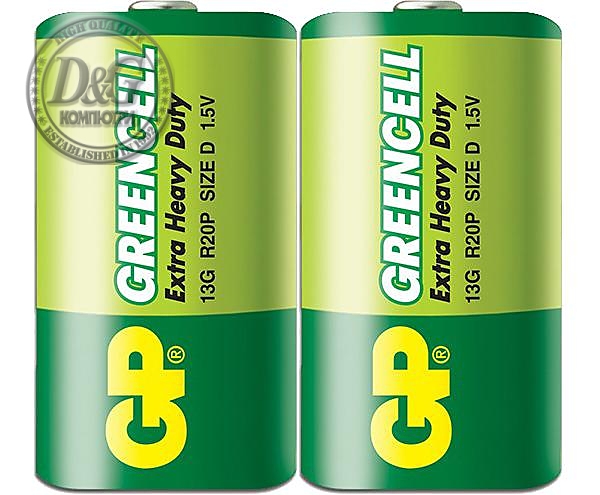 Цинк карбонова батерия R20 Greencell 13G-S2 /2 бр. в опаковка/ shrink 1.5V GP