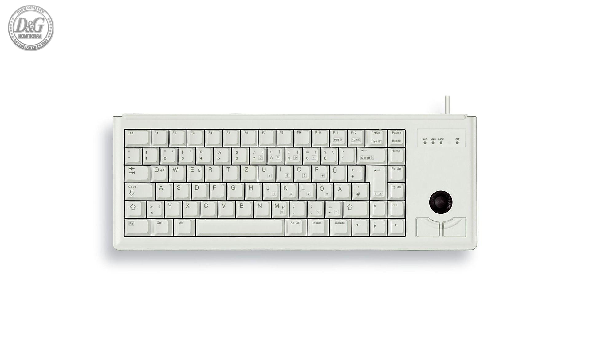 Компактна жична клавиатура CHERRY G84-4400 с Trackball, бяла