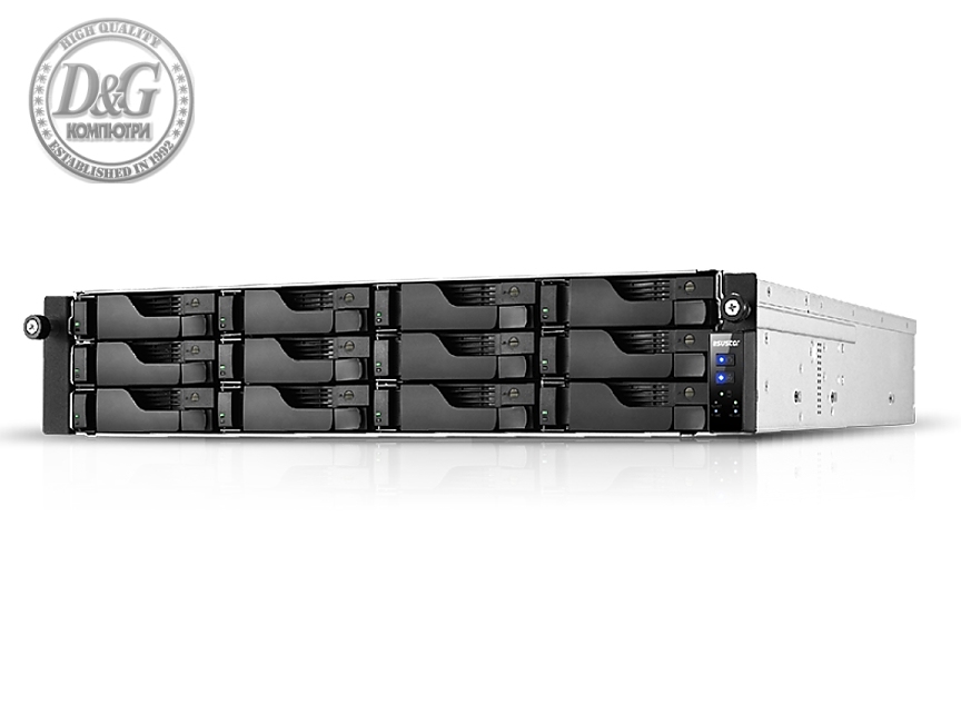 Asustor AS7112RDX, 12-bay NAS, Intel Xeon Quad-Core E-2224 3.4GHz (up to 4.6GHz), 8GB DDR4 ECC UDIMM (Max.128G), 2 M.2 PCIe,1 PCIe Gen3 by8, 2 PCIe Gen3 by4GbEx4, 4 USB 3.2Gen2 Type-A, 2 USB 3.2Gen2 Type-C, WoL, Sys Sleep Mode, AES-NI hardw. encr., lock