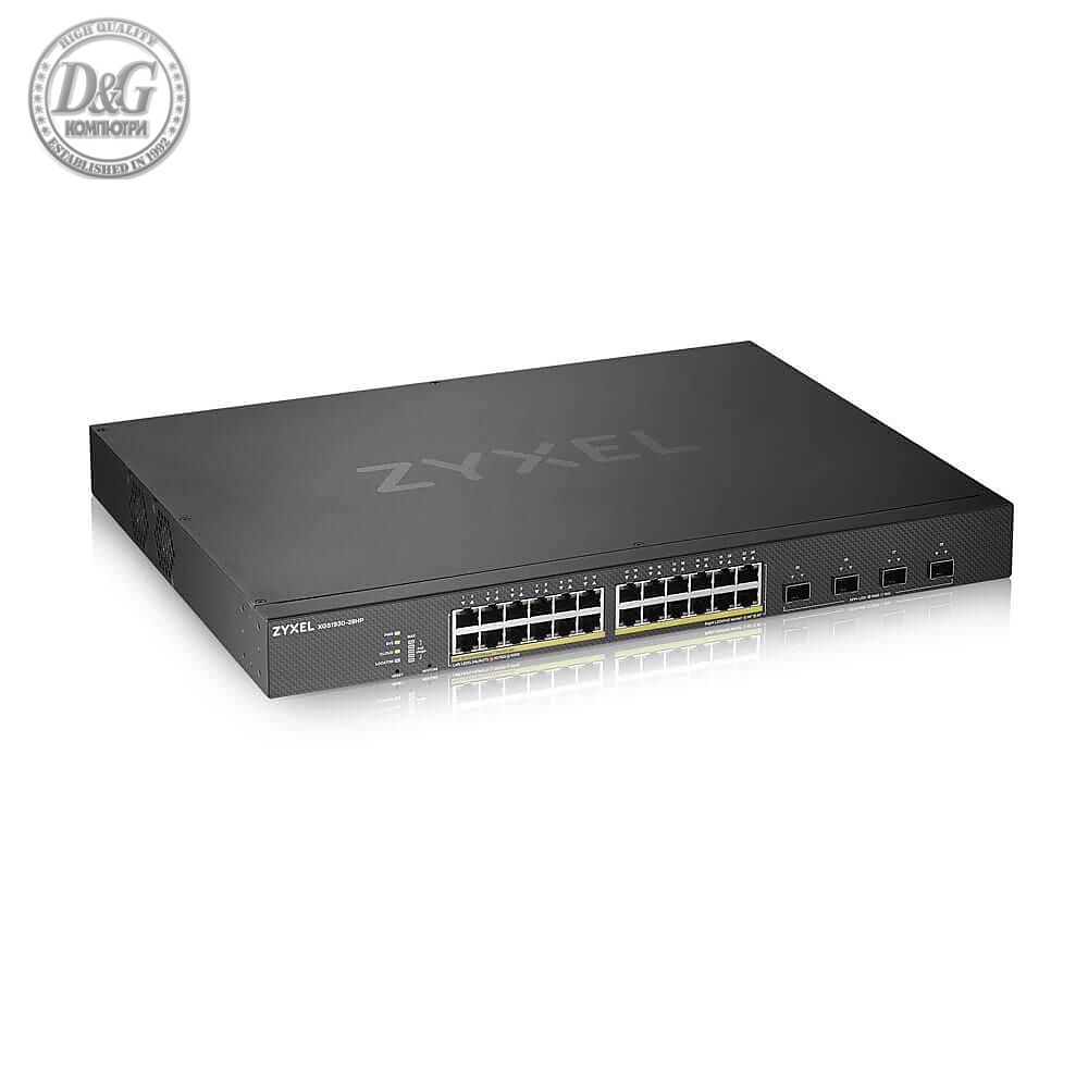 Суич ZYXEL XGS1930-28HP, 28 портов управляем L3, 24x Gigabit, 4x SFP+ порта, PoE ports