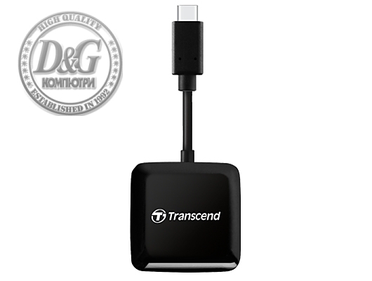 Transcend SD/microSD Card Reader, USB 3.2 Gen 1, Black, Type C