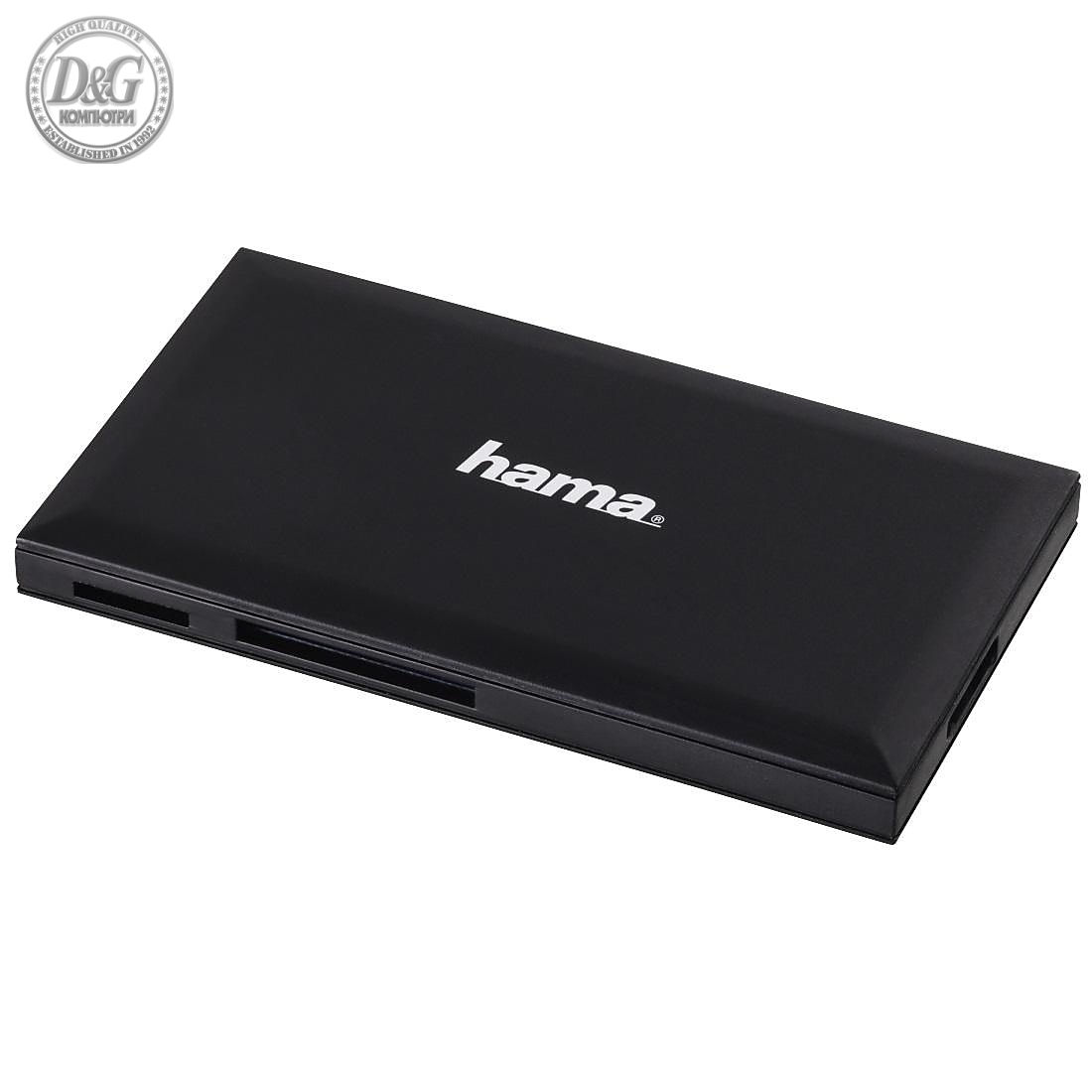 Четец за карти HAMA Multi-Card Reader, USB 3.0, SD/microSD/CF/MS, 5 Gbps, Черен