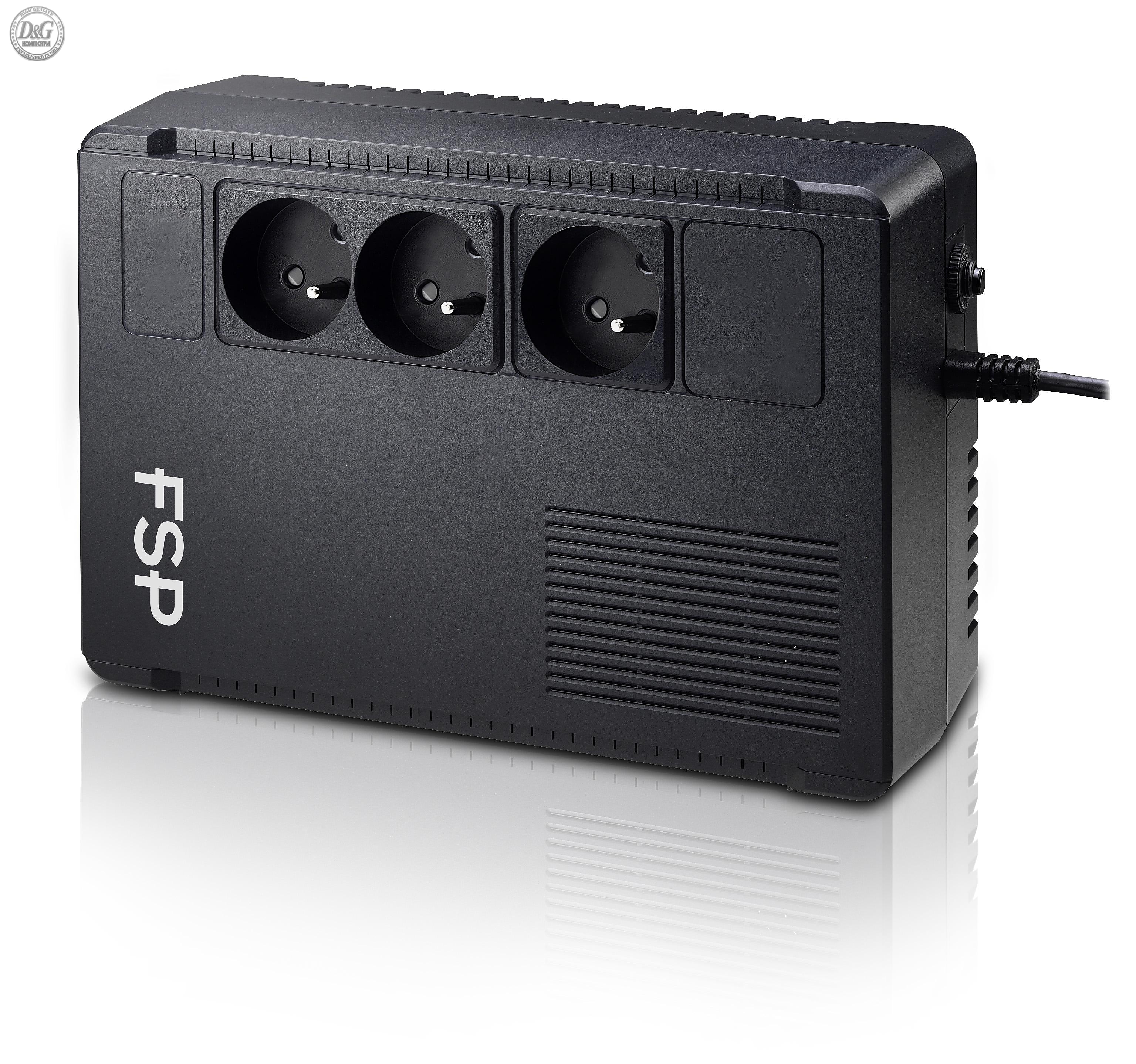 UPS FSP Eco 800, 800VA, 480W, USB-B, 2 x RJ11/45, Черен