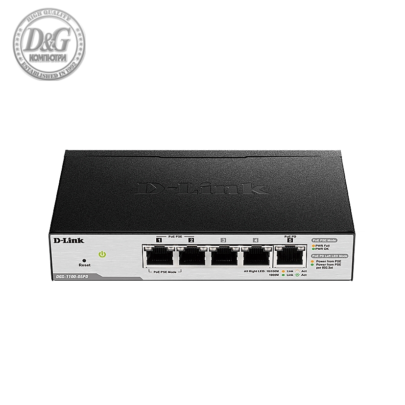 D-Link 5-Port Gigabit PoE Smart Managed Switch with 1 PD port