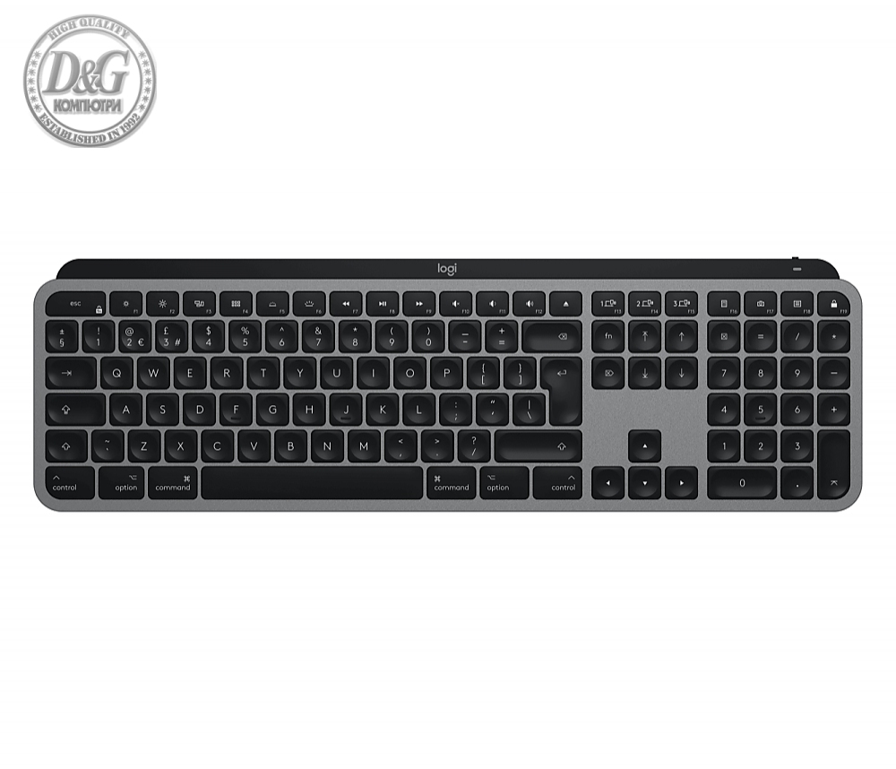 Logitech MX Keys for Mac Advanced Wireless Illuminated Keyboard - SPACE GREY - US INTL - 2.4GHZ/BT - N/A - EMEA