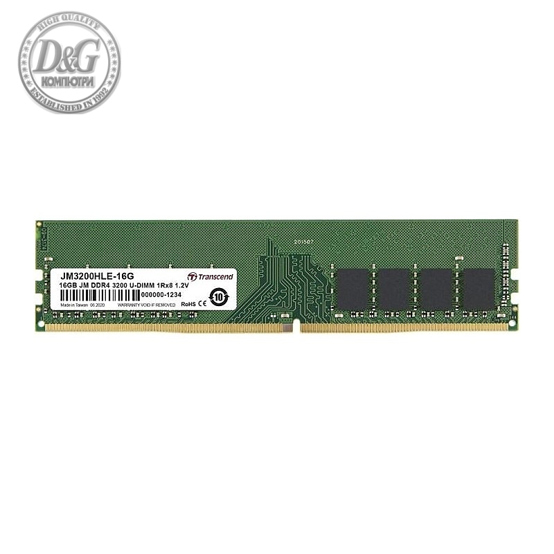 Transcend 16GB JM DDR4 3200Mhz U-DIMM 1Rx8 2Gx8 CL22 1.2V