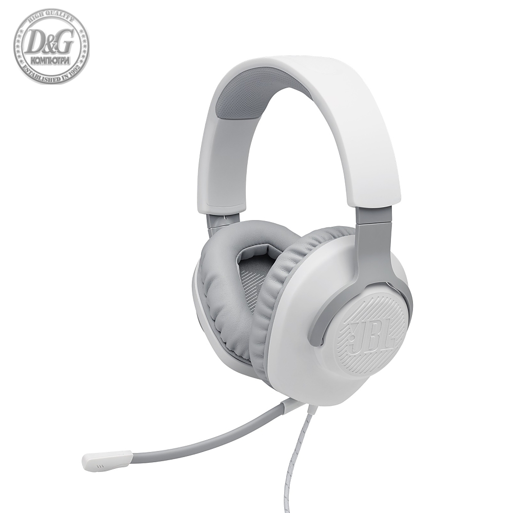 JBL QUANTUM 100 WHT Wired over-ear gaming headset with a detachable mic