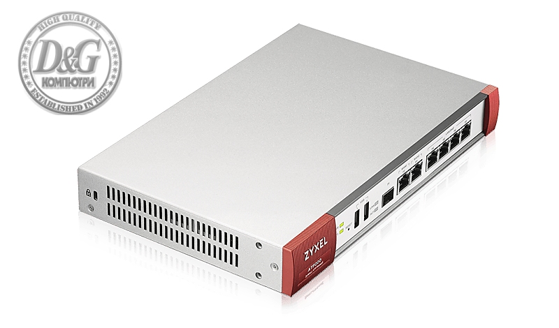 Защитна стена ZYXEL USG ATP200 UTM BDL Sandboxing, 10/100/1000, 4x LAN/DMZ, 2x WAN, 1xSFP, 2xUSB, с включени лицензи за 1 година