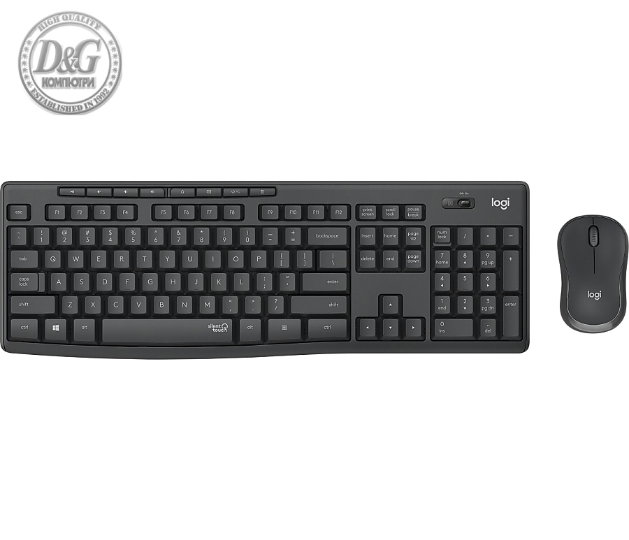 Kомплект безжични клавиатура с мишка Logitech MK295 Silent, Графит