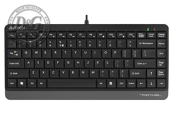 Мини клавиатура A4tech FK11, Жична, USB, hot keys 12, кабел 1,5 m, Черена