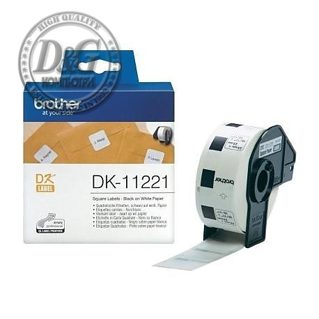 Brother DK-11221 Square Paper Labels, 23mmx23mm, 1000 labels per roll (Black on White)