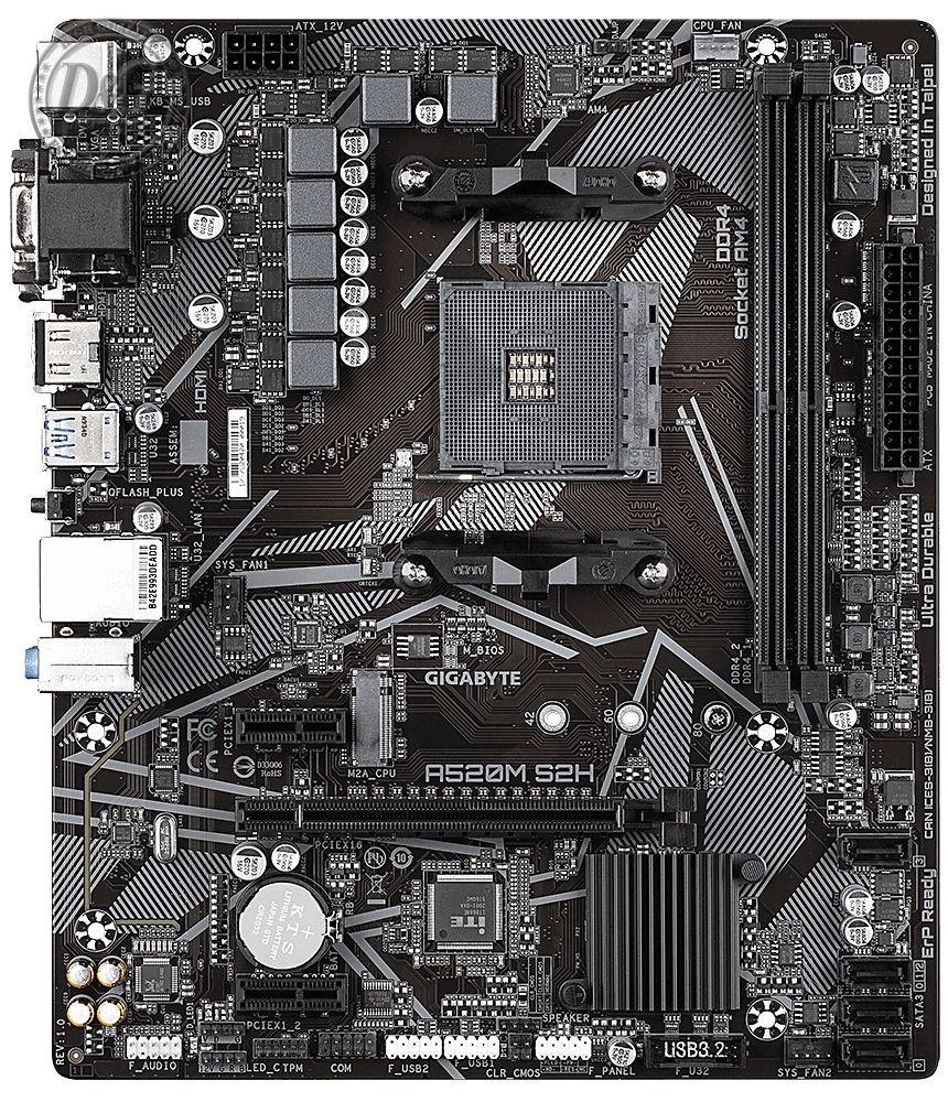 Дънна платка GIGABYTE A520M-S2H, Socket AM4, mATX, 2xDDR4, M.2