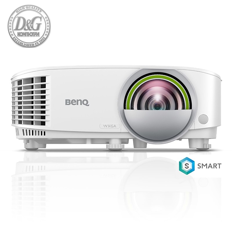 BenQ EW800ST, Short Throw, Wireless Android-based Smart Projector, DLP, WXGA (1280x800), 16:10, 3300 Lumens, 20000:1, Speaker 2W, USB Reader for PC-Less Presentations, Built-in Firefox, LAN, BT 4.0, Dual Band WiFi, 3D, Lamp 200W, up to 15000 hrs, White