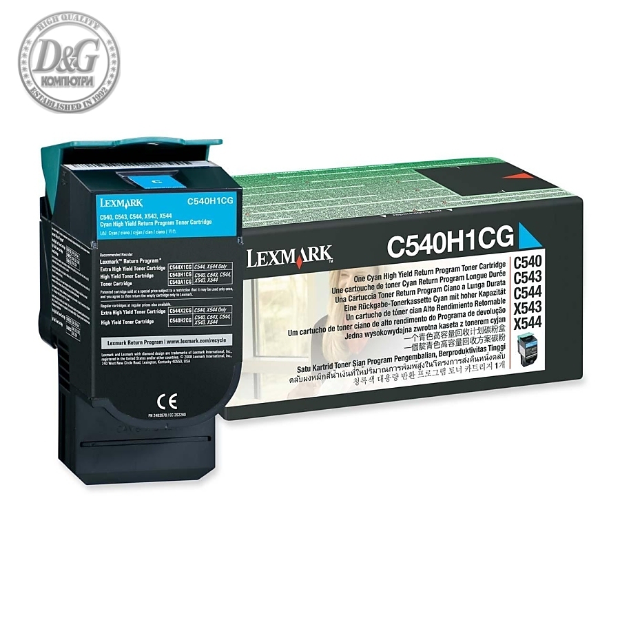 Lexmark C540H1CG C54x, X54x Cyan Return Programme 2K Toner Cartridge